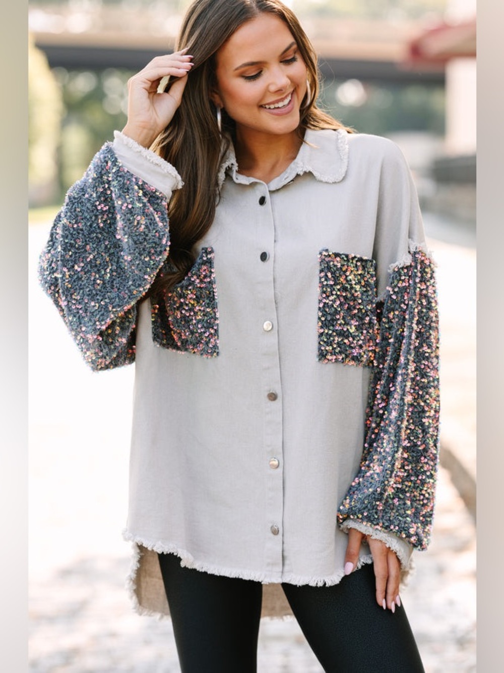 Fantastic Fawn oversized sequin shacket